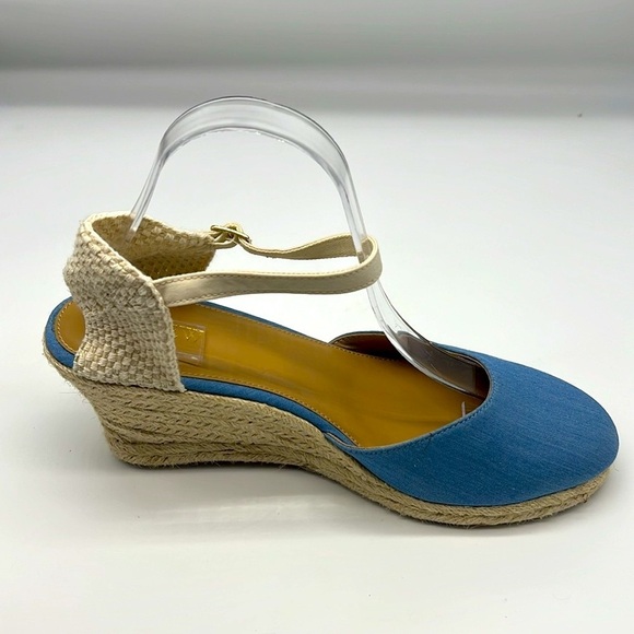 J.Crew - Blue Espadrille Adjustable Ankle Strap Round Toe Comfortable Wedges 10 - Picture 12 of 13